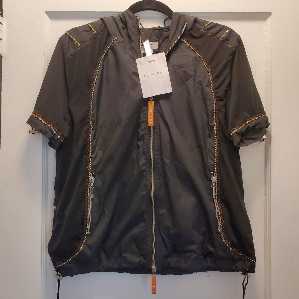Y2K Christian Dior Flight Collection Black Short Sleeve Nylon Jacket Size XL